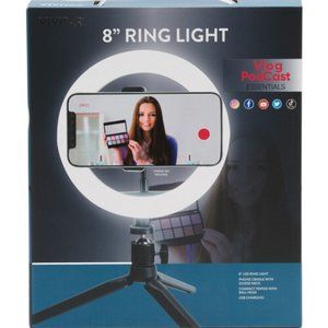 Vivitar 8 inch Led Ring Light - Live Stream Vlogger Smartphone Tripod Mount NIB